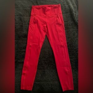 Red Lululemon Fast and Free High-Rise Tight 25” Leggings